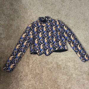 Mock turtleneck asymmetrical hem long sleeve top